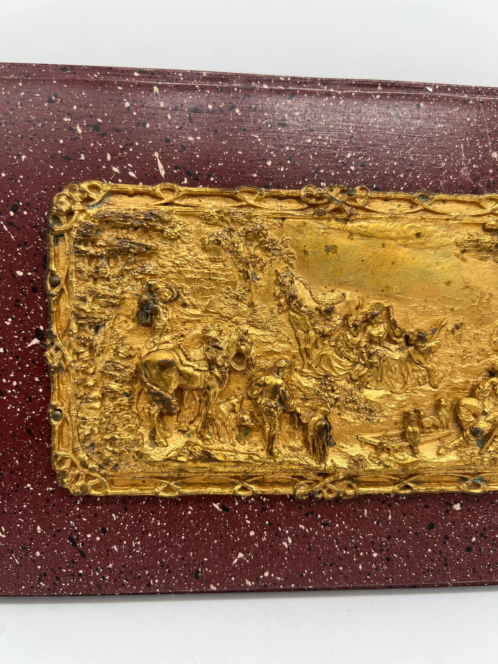 Pair, 19th Century French Grand Tour Gilt Equestrian Plaques - Signed - 6