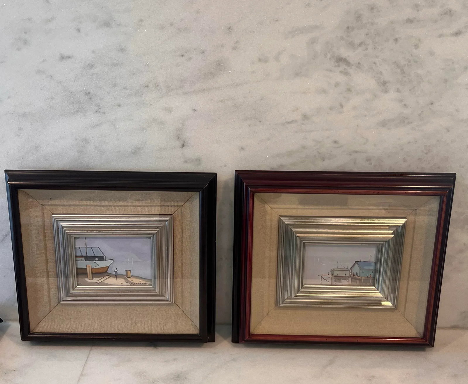 Pair of Vintage Italian School Framed Paintings - 2