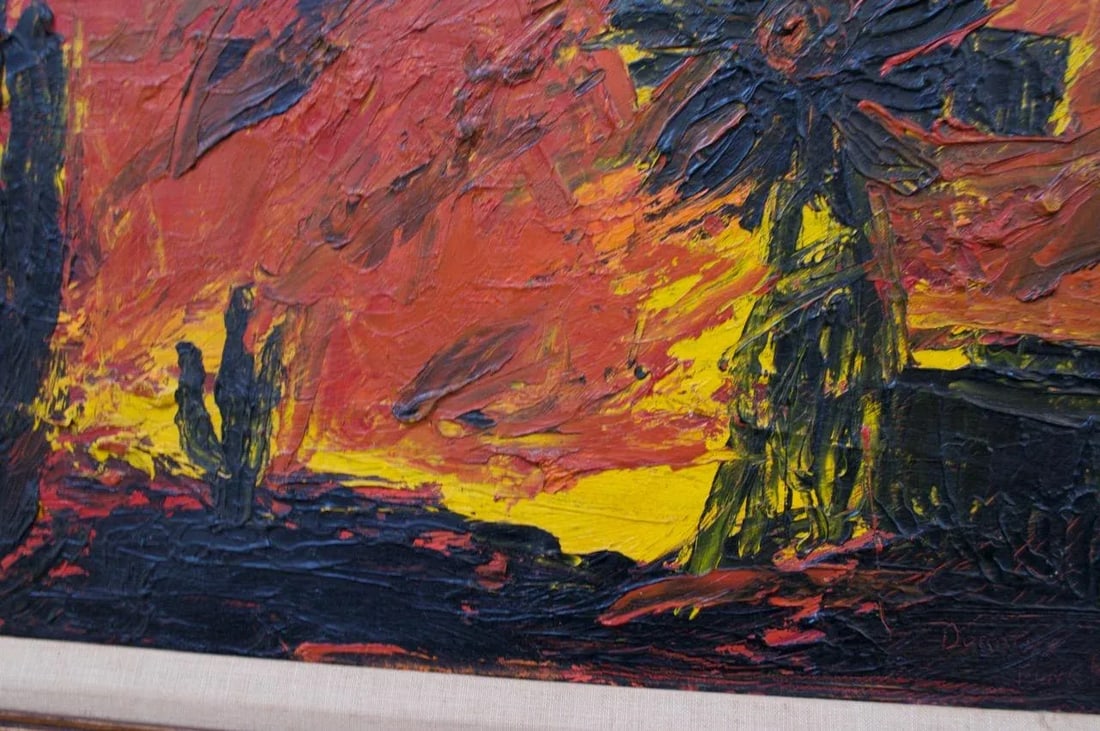 1968 Dorothy Funk "Windmill" Oil on Canvas - 5