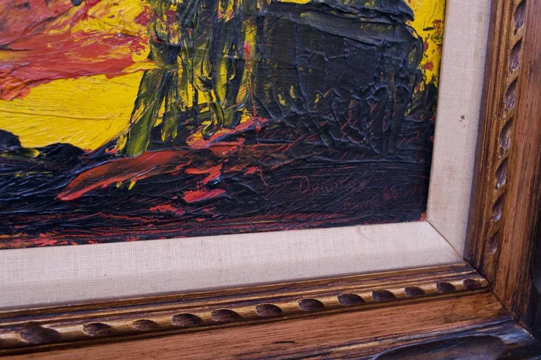1968 Dorothy Funk "Windmill" Oil on Canvas - 7