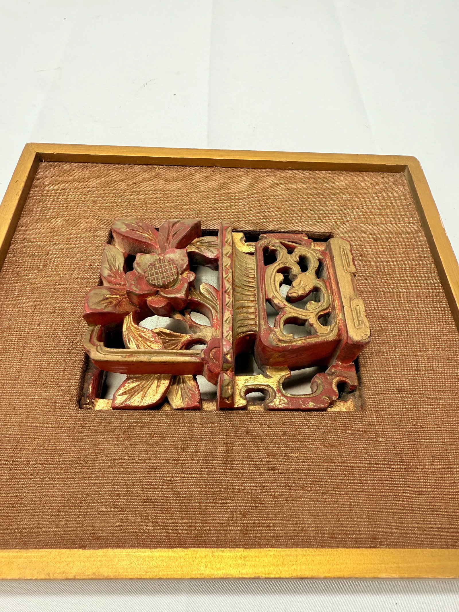 Chinese Qing Dynasty Carved & Giltwood Plaque W/ Mirrored Back - 3