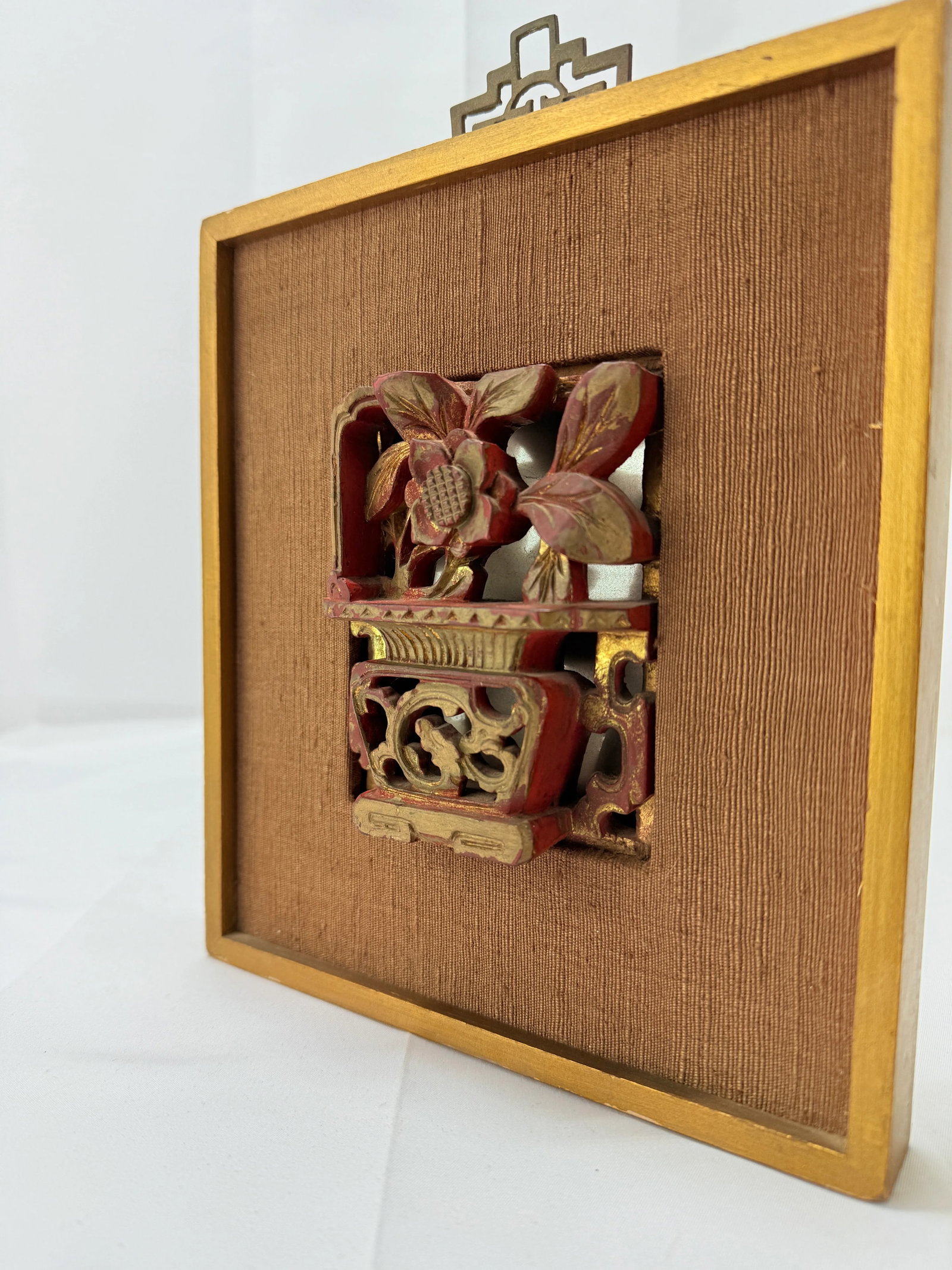 Chinese Qing Dynasty Carved & Giltwood Plaque W/ Mirrored Back - 6