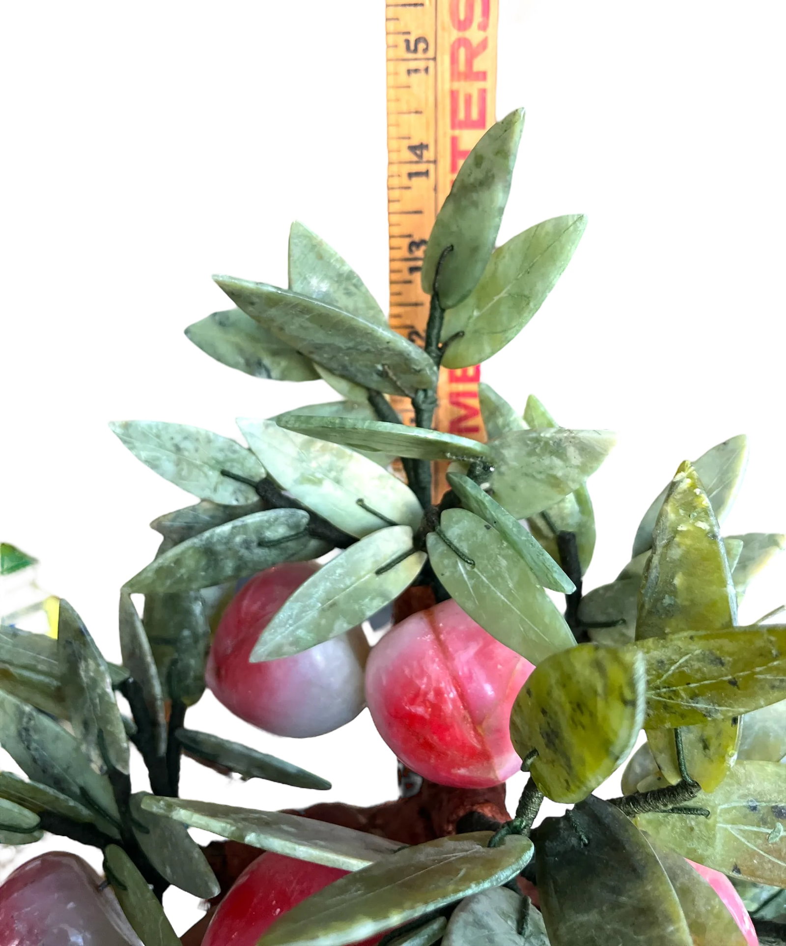 Mid 20th Century Vintage Jade Gemstone Bonsai Peach Tree Sculpture - 10