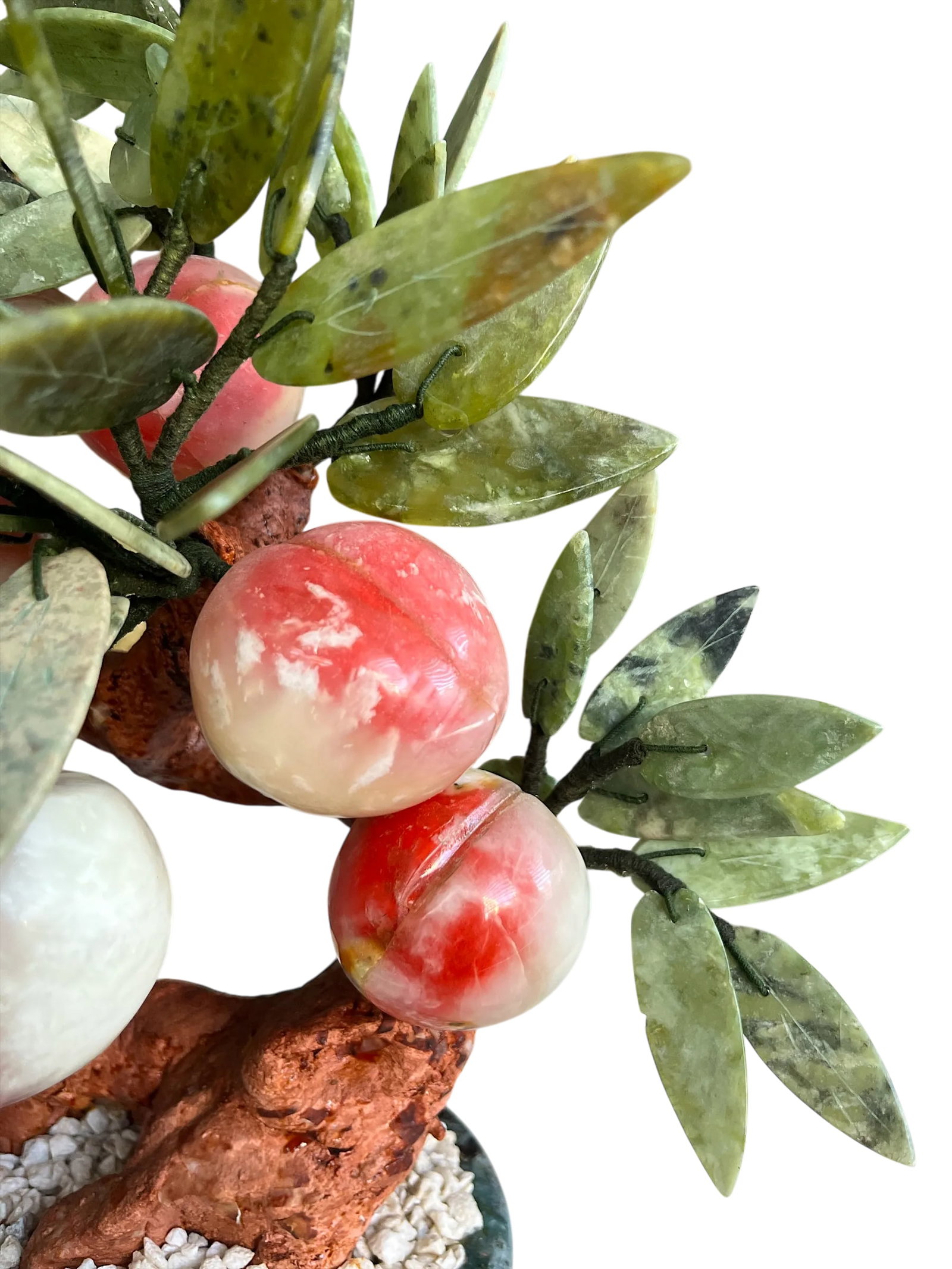 Mid 20th Century Vintage Jade Gemstone Bonsai Peach Tree Sculpture - 12