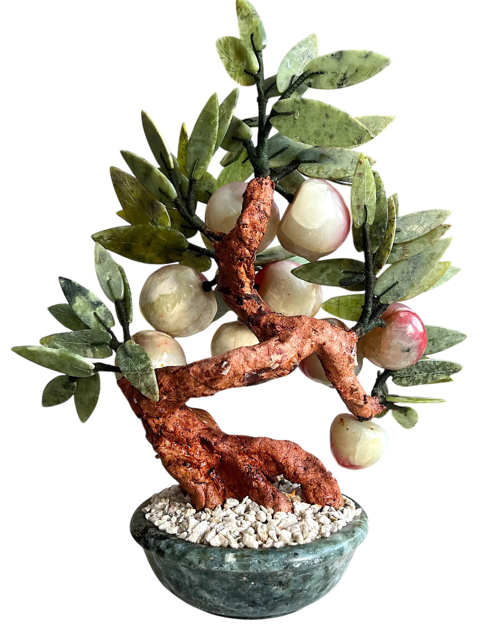 Mid 20th Century Vintage Jade Gemstone Bonsai Peach Tree Sculpture - 3