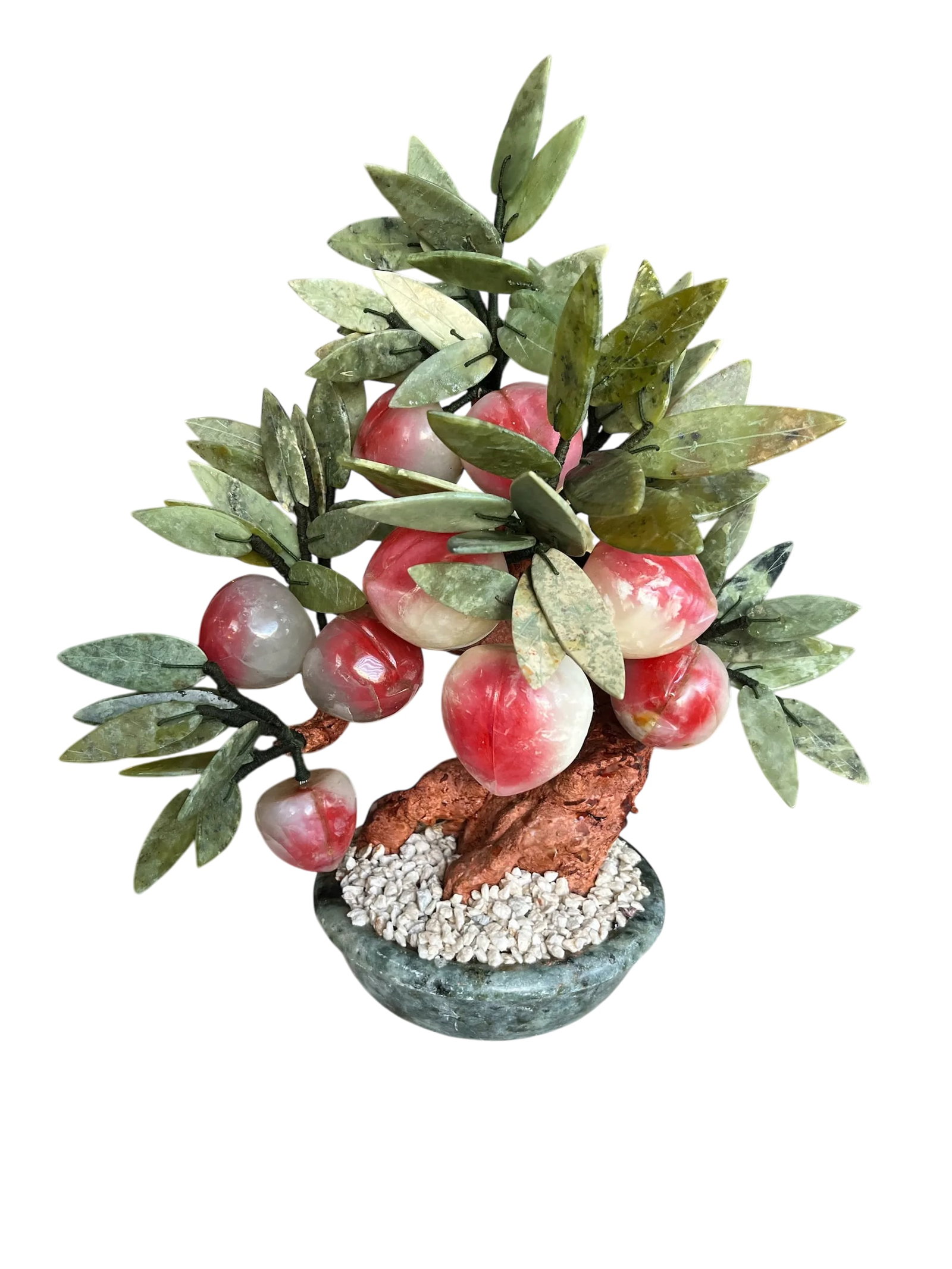 Mid 20th Century Vintage Jade Gemstone Bonsai Peach Tree Sculpture - 4