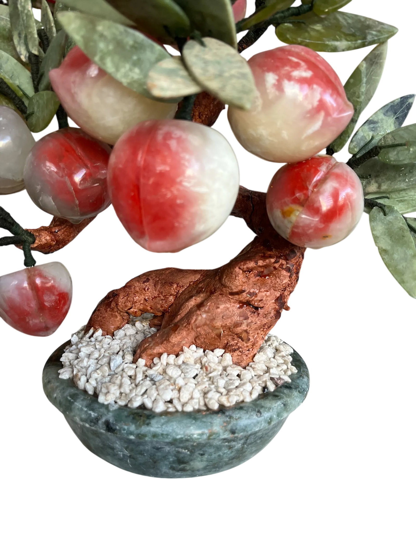 Mid 20th Century Vintage Jade Gemstone Bonsai Peach Tree Sculpture - 6