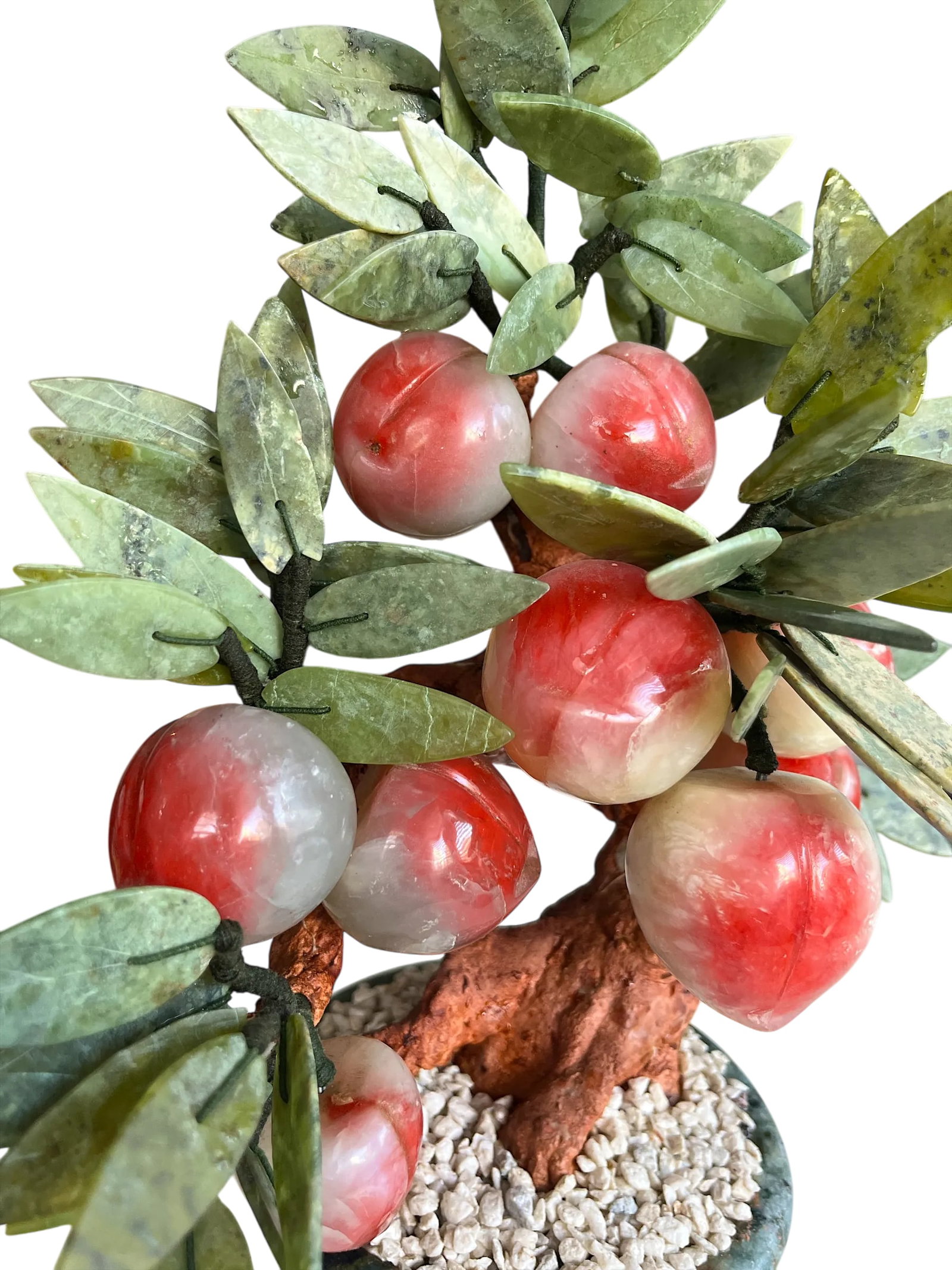 Mid 20th Century Vintage Jade Gemstone Bonsai Peach Tree Sculpture - 9