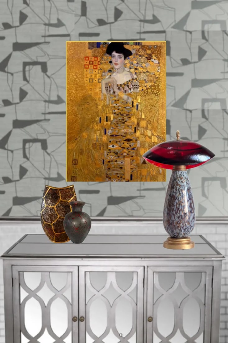 Art Glass Abstract Red Mushroom Table Lamp - 2