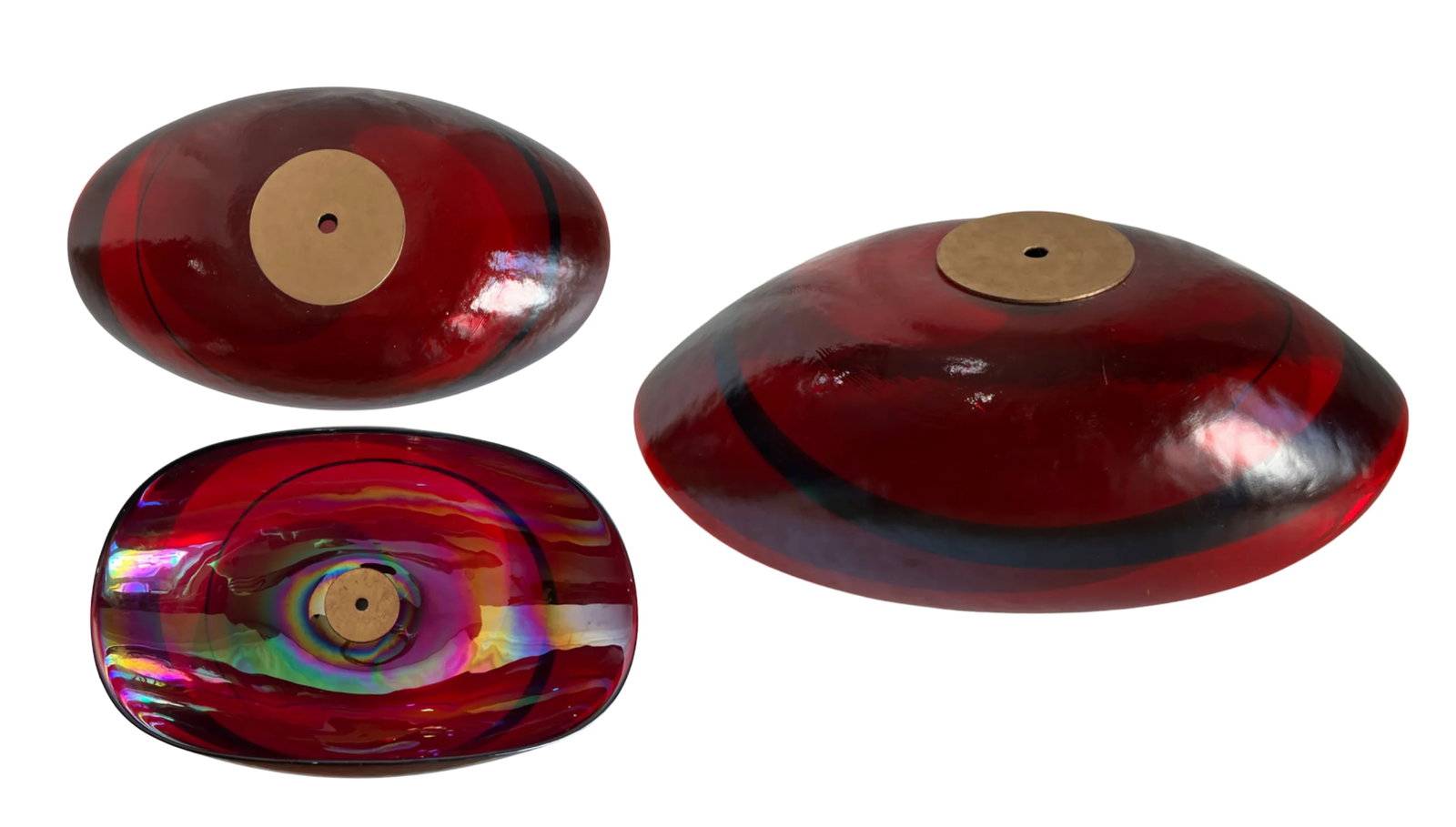 Art Glass Abstract Red Mushroom Table Lamp - 5