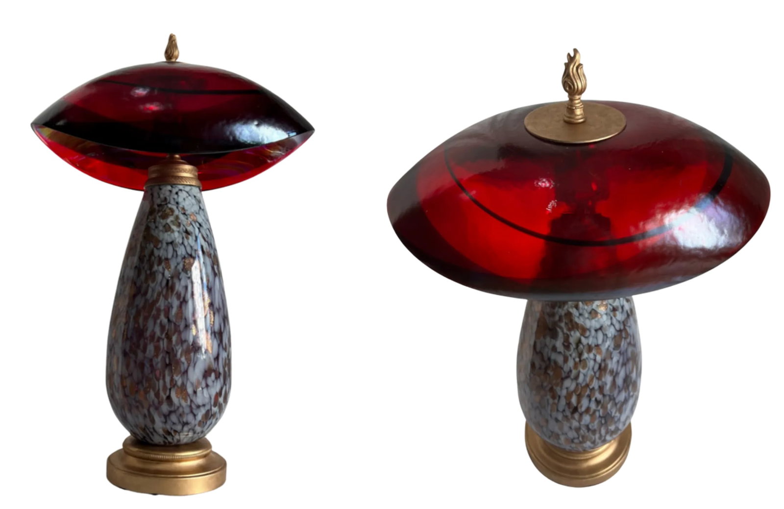 Art Glass Abstract Red Mushroom Table Lamp - 7