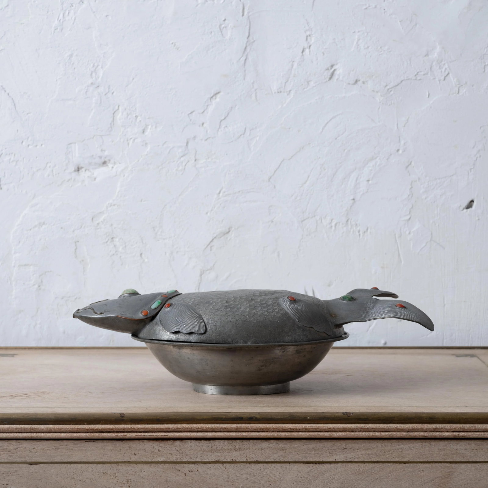 A Chinese Pewter Koi Fish Tureen, 19th Century - 2