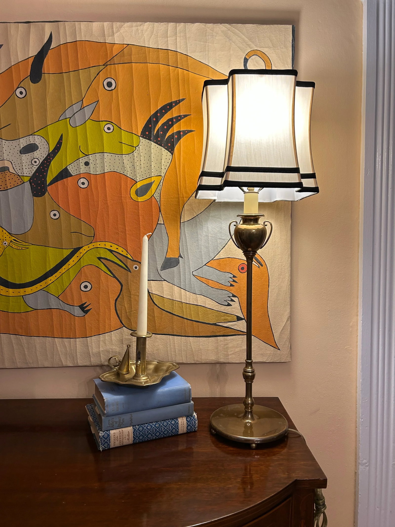 Vintage Urn Lamp With Custom Shade - 5