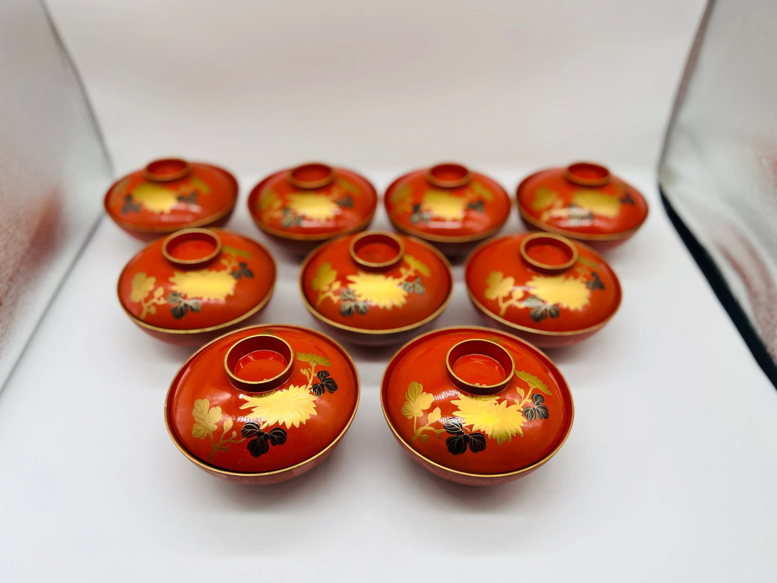 18 Pc, Vintage Japanese Lacquerware Rice Bowl Sets 9 Sets Included - 3