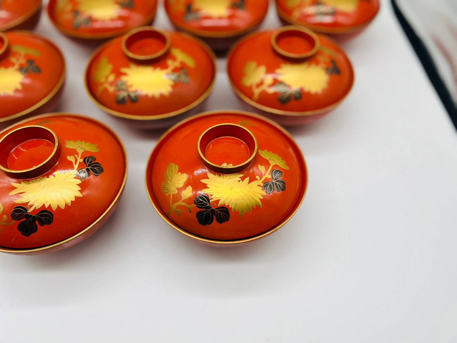 18 Pc, Vintage Japanese Lacquerware Rice Bowl Sets 9 Sets Included - 5