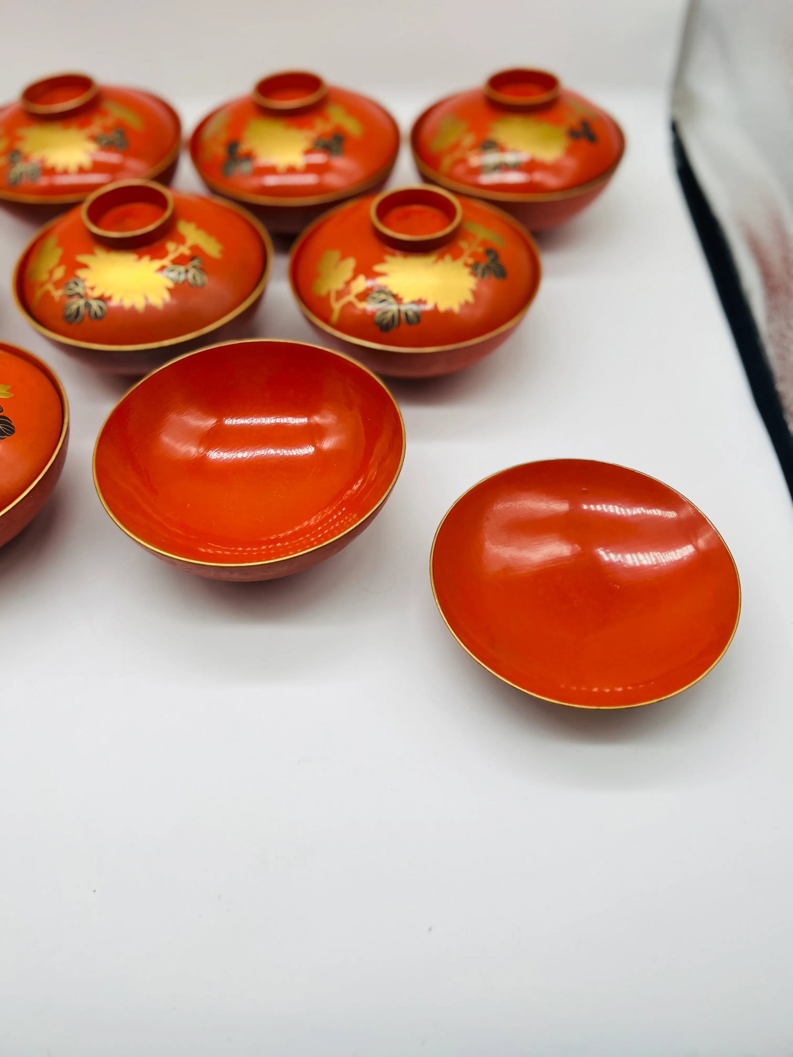 18 Pc, Vintage Japanese Lacquerware Rice Bowl Sets 9 Sets Included - 6