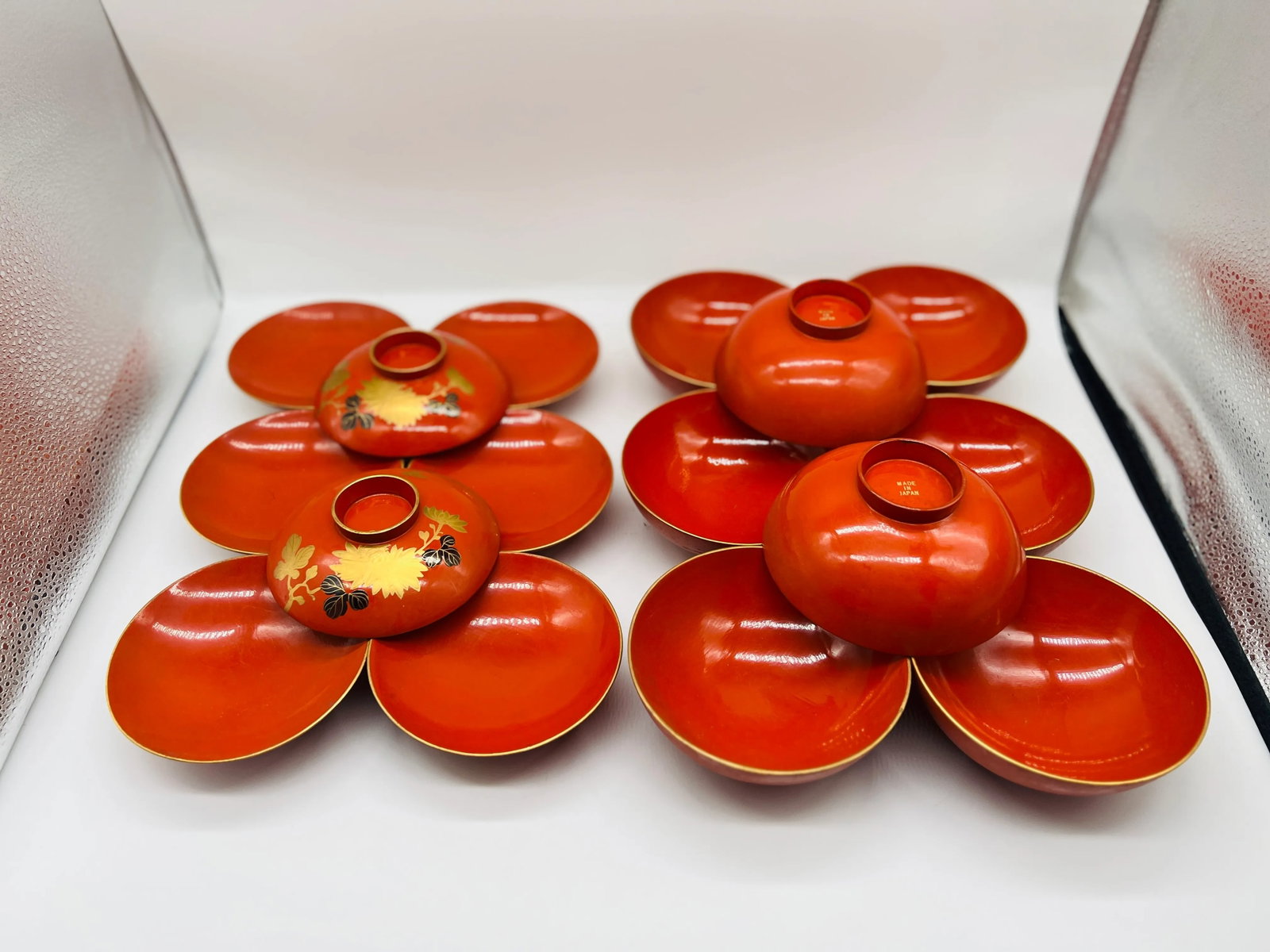 18 Pc, Vintage Japanese Lacquerware Rice Bowl Sets 9 Sets Included - 7