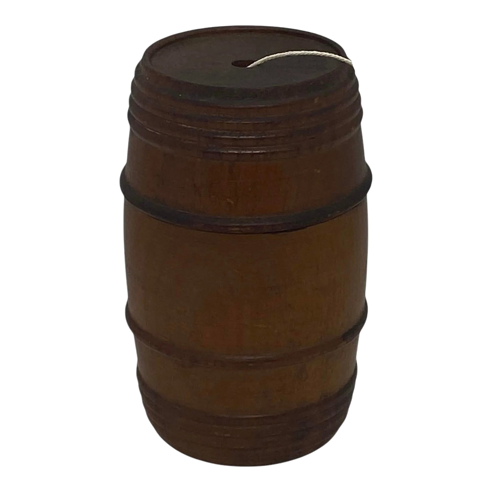 Antique Treen 19th Century English Victorian Cherry Wood Barrel String Holder (1 of 12)