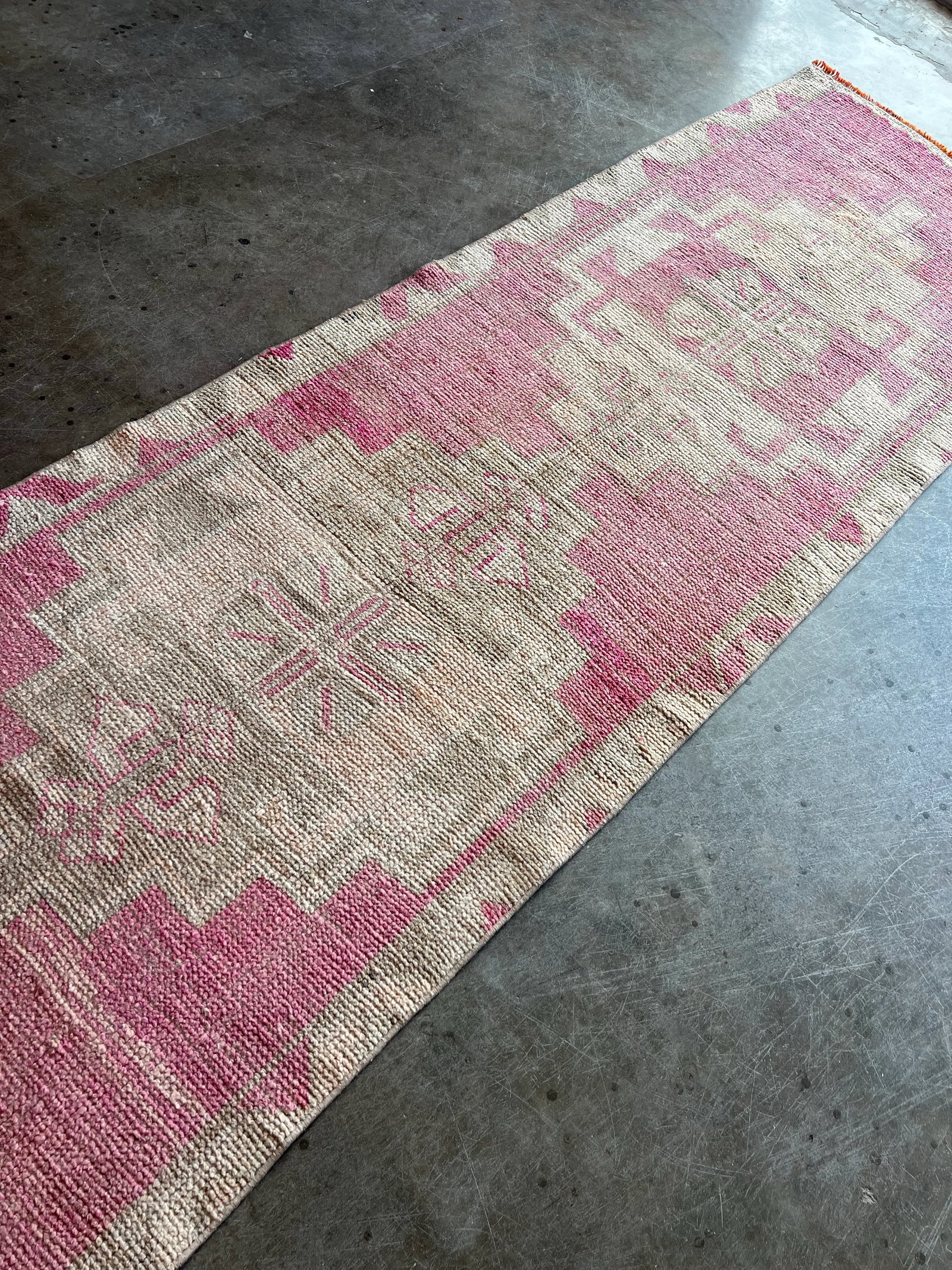 Vintage Handmade Muted Runner Rug - 3