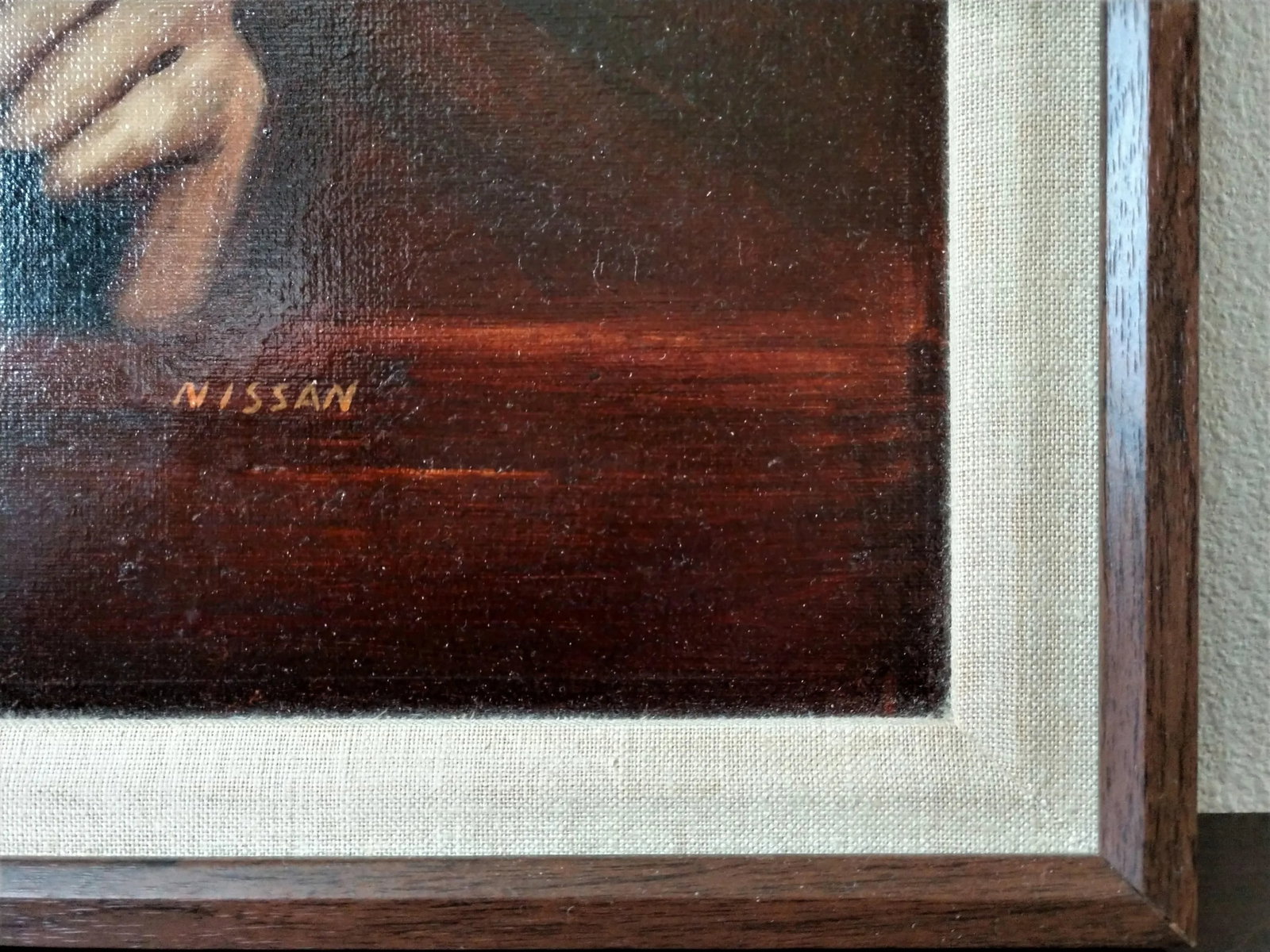1985 Judaica "Rabbi Writing by Candlelight" Oil Painting on Masonite Board Signed Nissan - 6