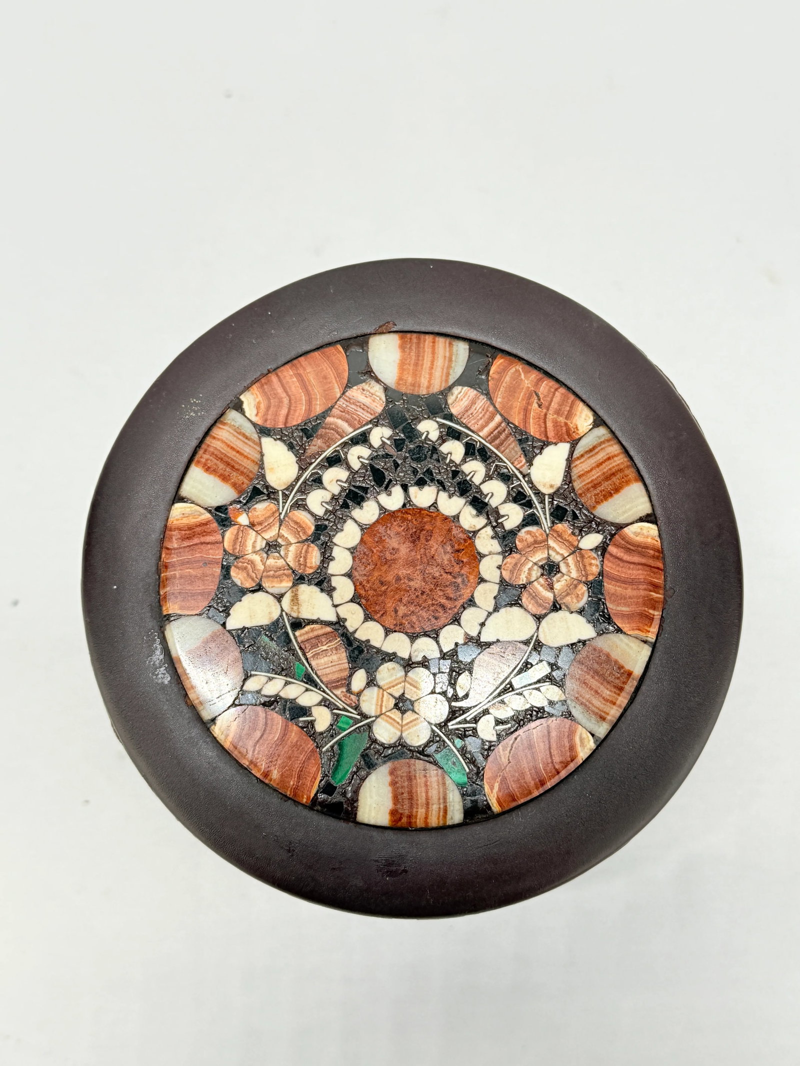 Italian Grand Tour Style, Pietra Dura & Leather Humidor or Vanity Box - 6