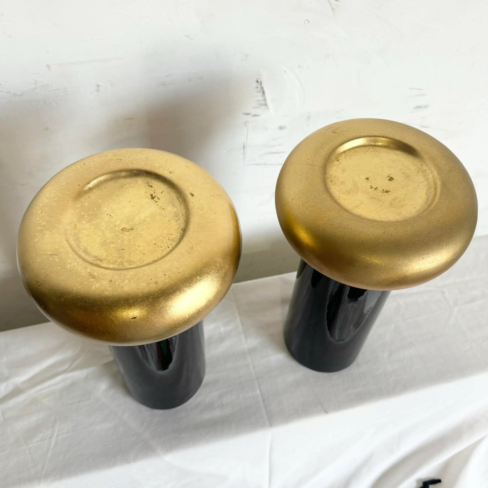 Postmodern Black and Gold Ceramic Candle Holders by Jaru - 2