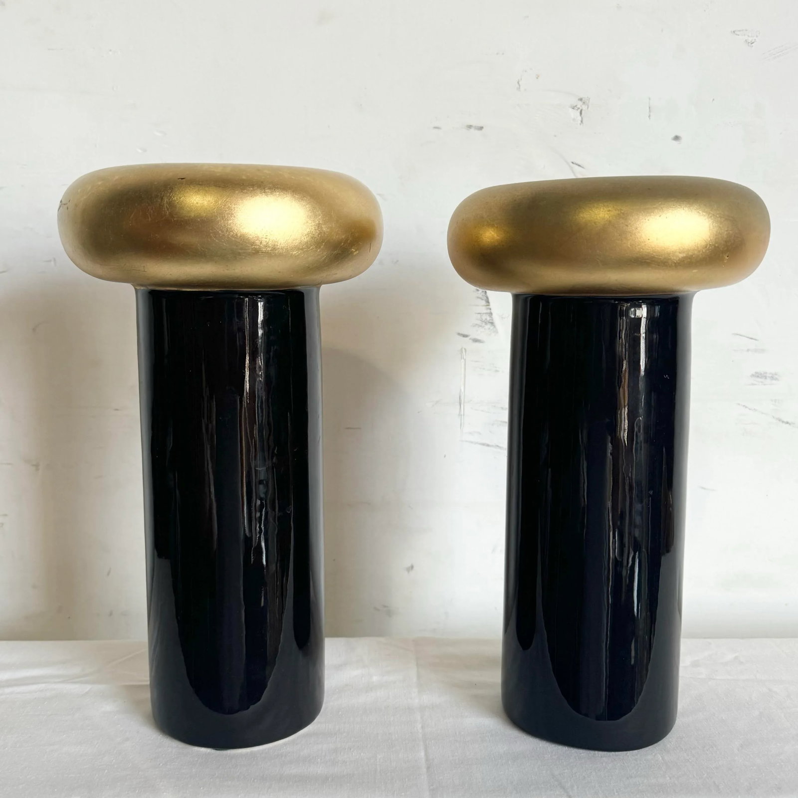 Postmodern Black and Gold Ceramic Candle Holders by Jaru - 3