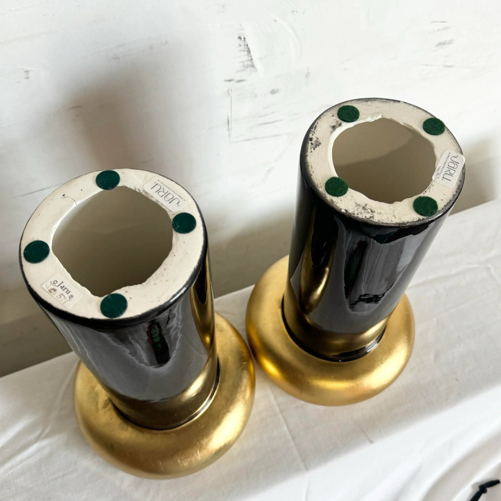Postmodern Black and Gold Ceramic Candle Holders by Jaru - 6