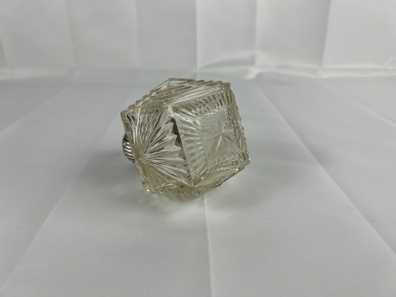 Unusual British Sterling Silver & Cut Glass Repousse Perfume Bottle - 5