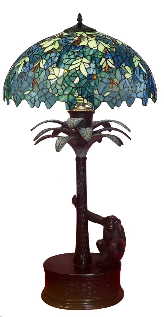 Bronze Palm Tree Chimpanzee Table Lamp -Maitland Smith 1970's - 4