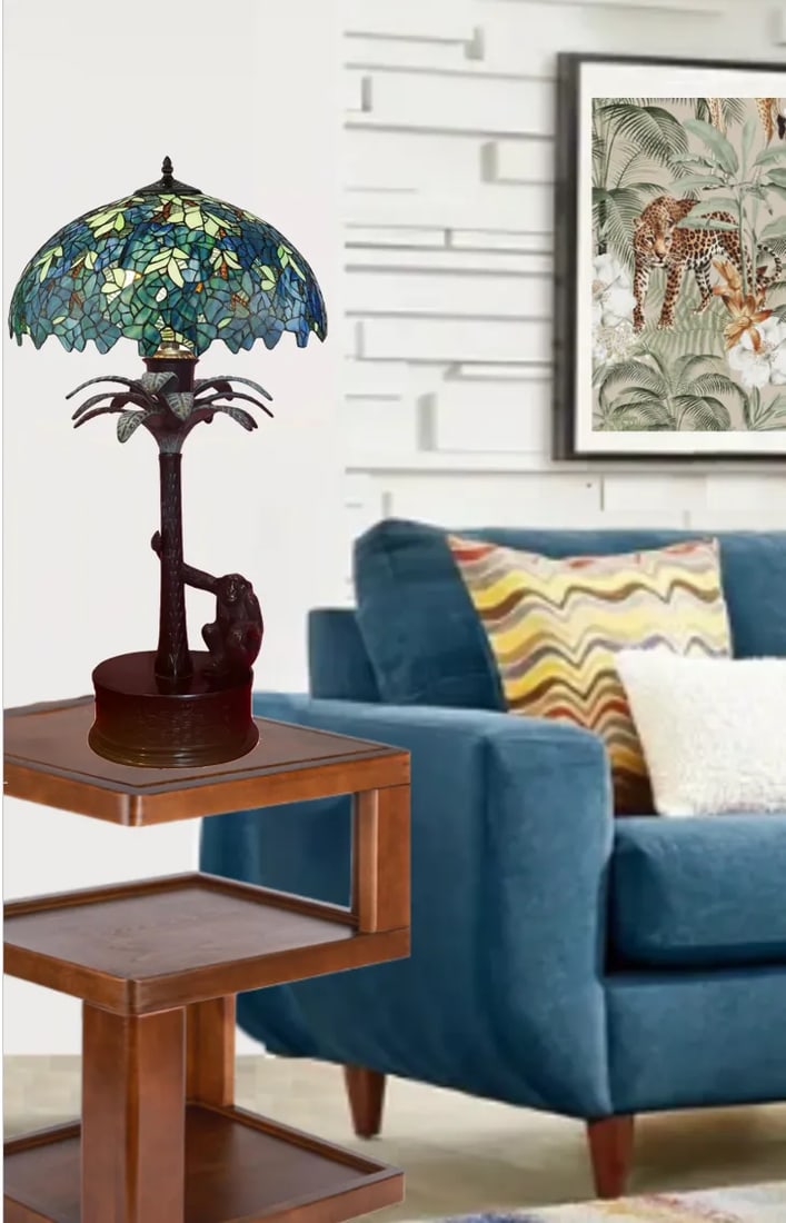 Bronze Palm Tree Chimpanzee Table Lamp -Maitland Smith 1970's - 5