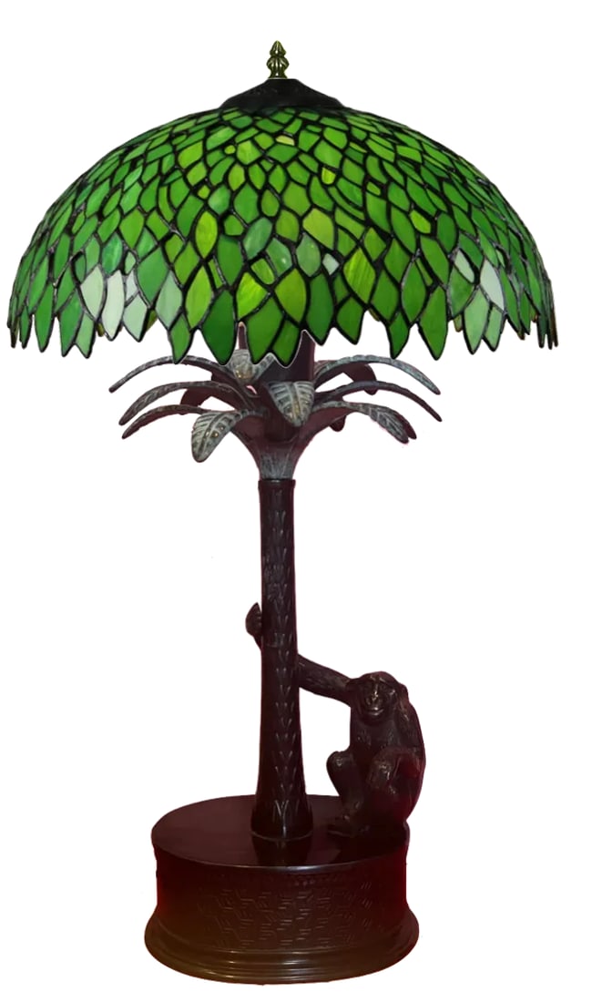 Bronze Palm Tree Chimpanzee Table Lamp -Maitland Smith 1970's - 7
