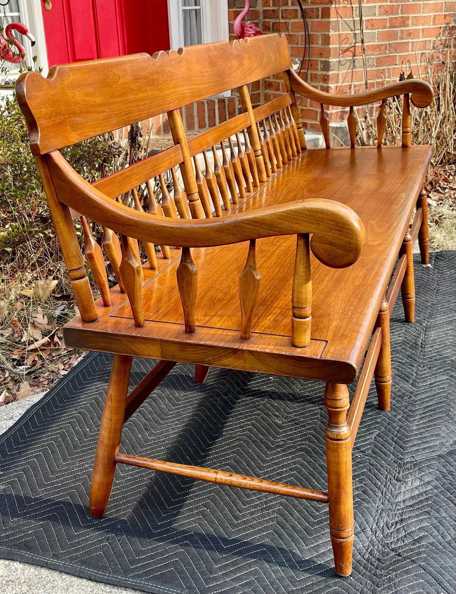 Mid 20th Century Fredrick Duckloe Half-Arrow Back Deacon's Bench - 2