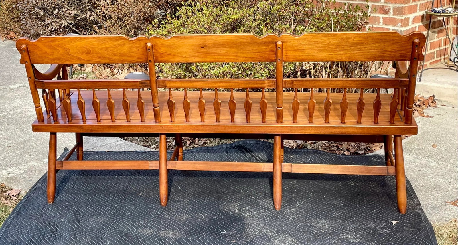 Mid 20th Century Fredrick Duckloe Half-Arrow Back Deacon's Bench - 8