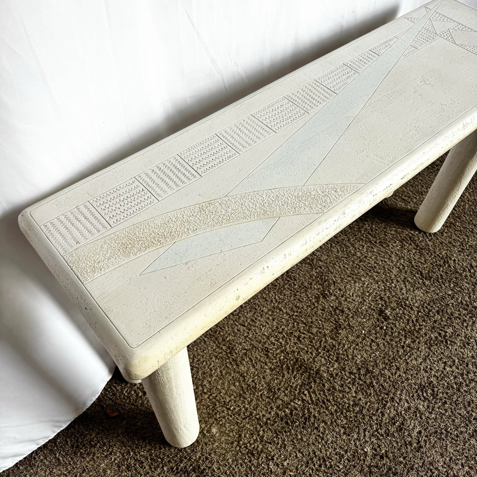Vintage Postmodern J Berdou Plaster Finished Console Table - 2