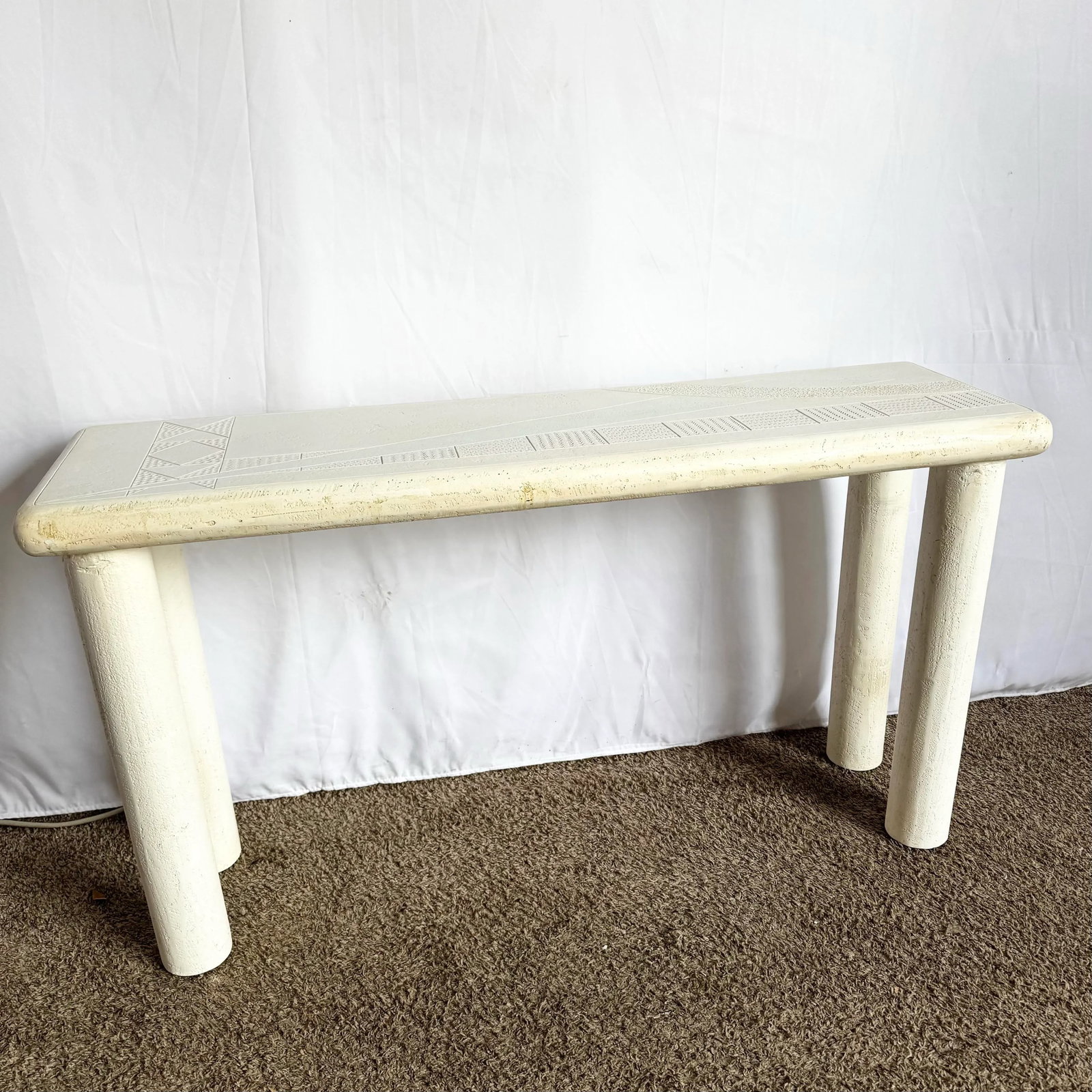 Vintage Postmodern J Berdou Plaster Finished Console Table - 5
