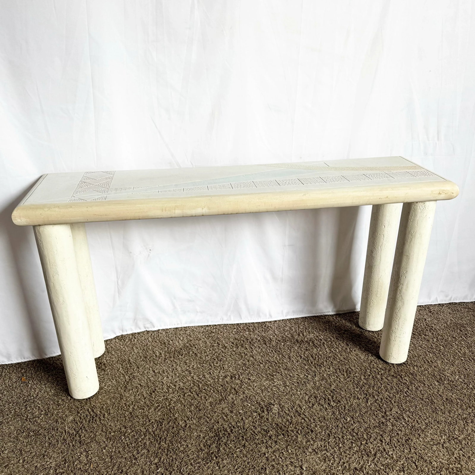 Vintage Postmodern J Berdou Plaster Finished Console Table - 6