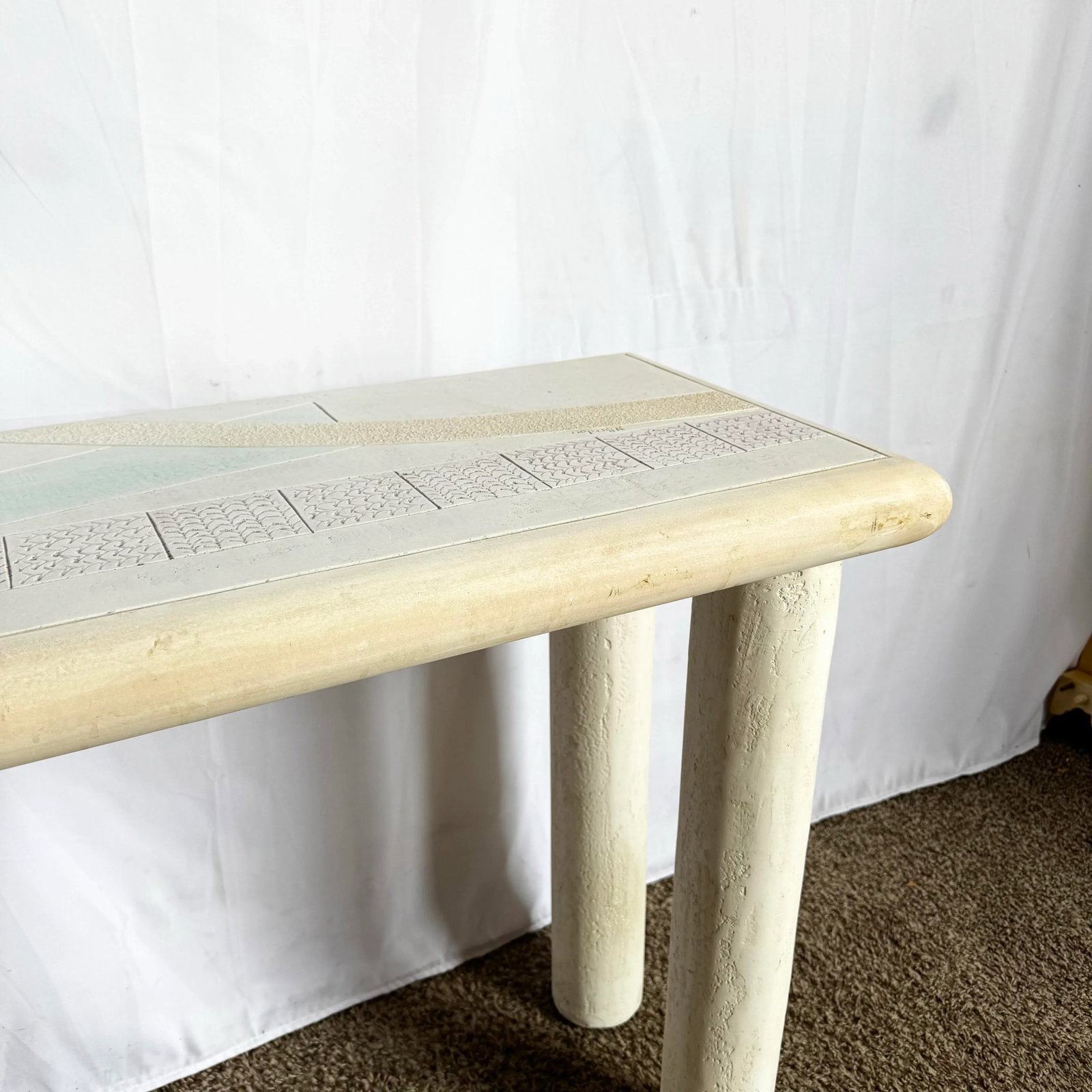 Vintage Postmodern J Berdou Plaster Finished Console Table - 8