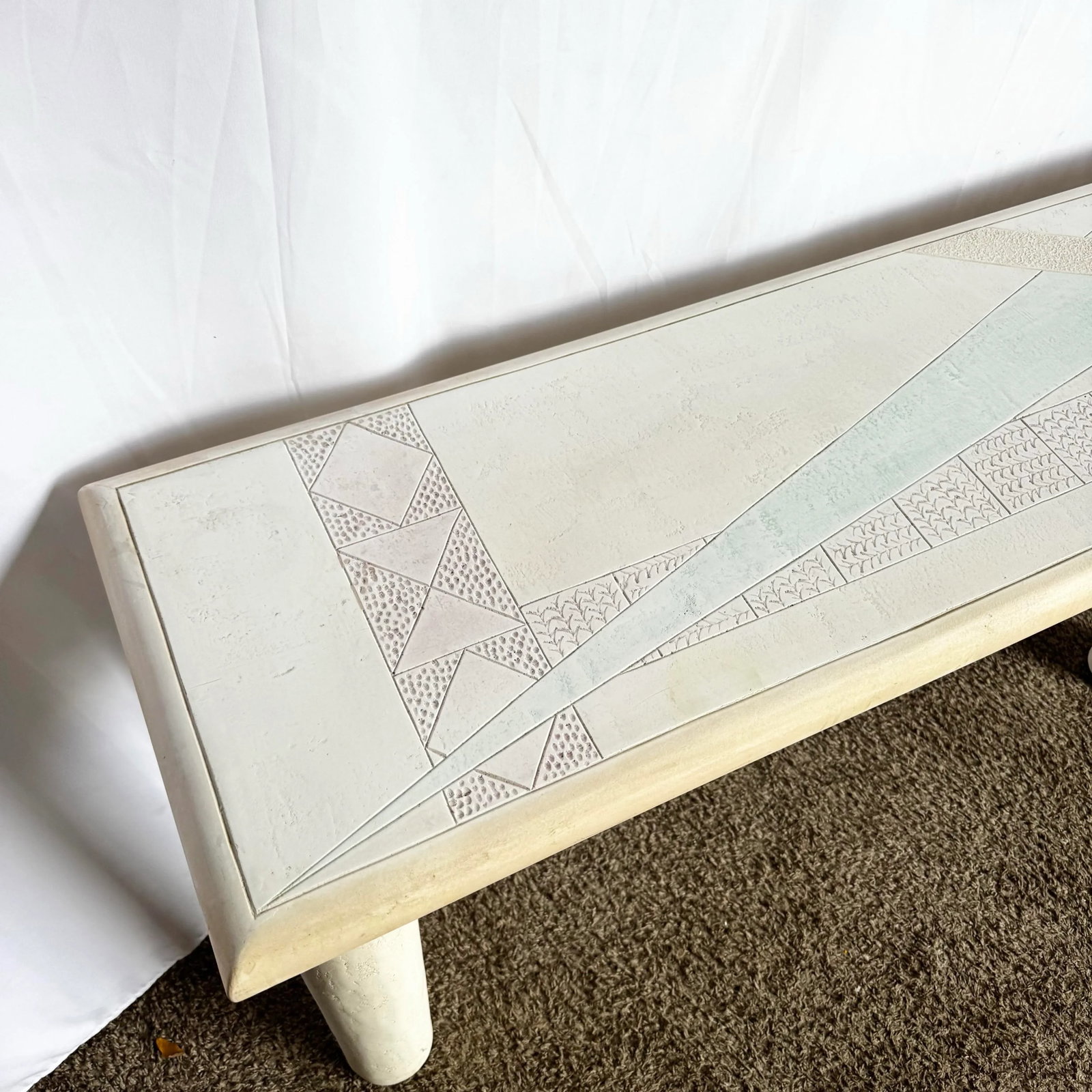 Vintage Postmodern J Berdou Plaster Finished Console Table - 9