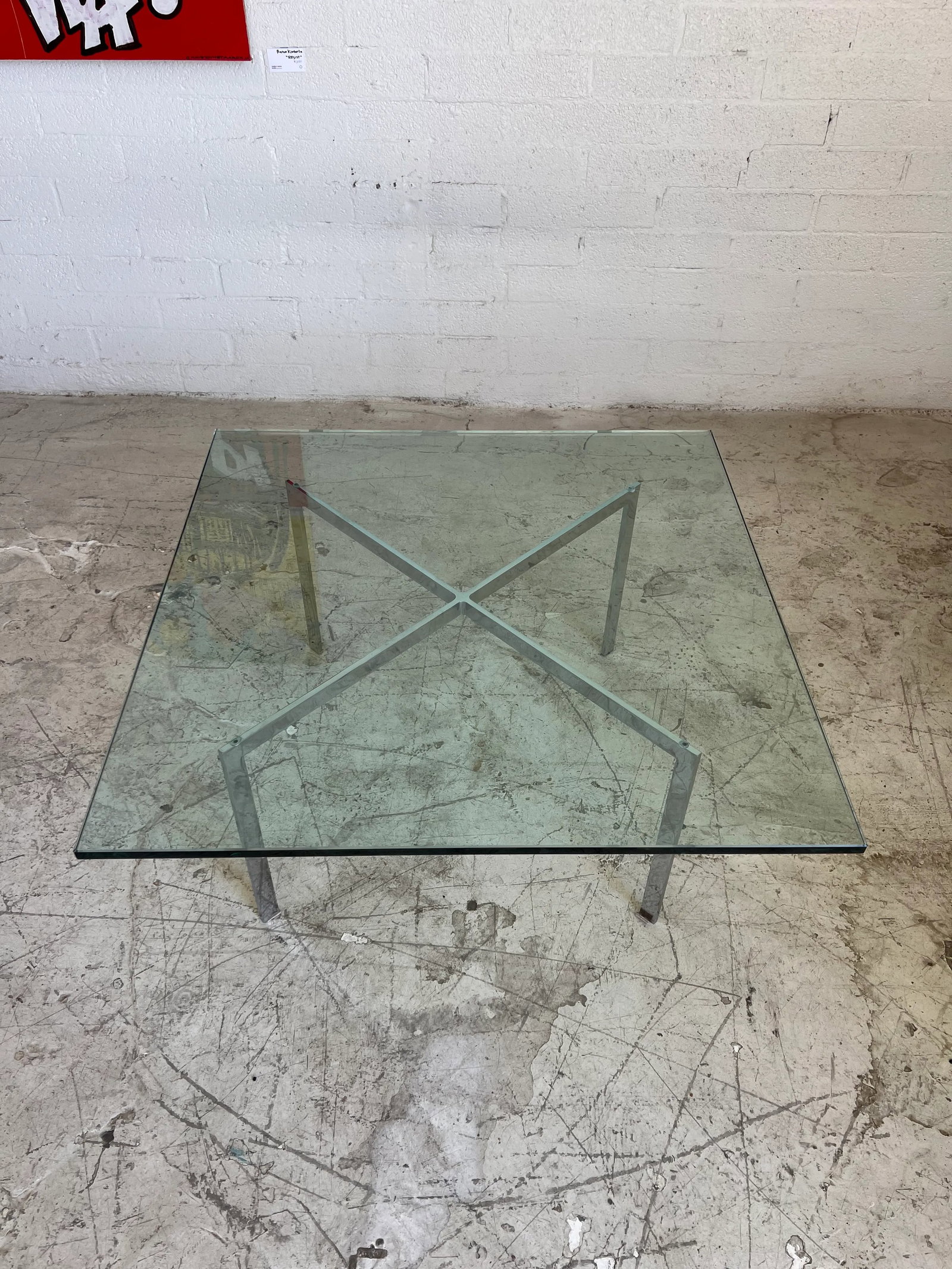 Mid Century Chrome Base and Glass Top Barcelona Coffee Table by Knoll - 3