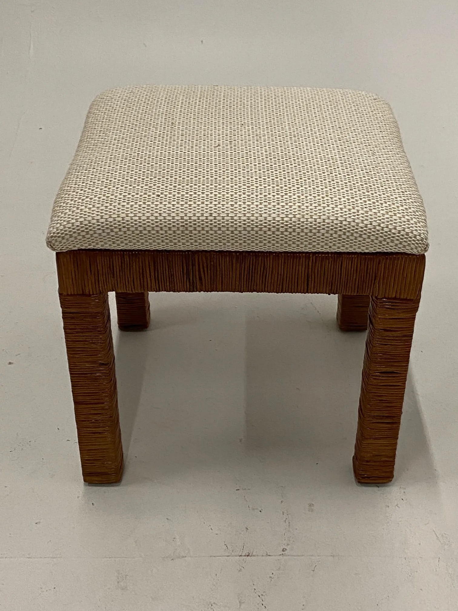 Newly Upholstered Woven Wicker Benches- a Pair - 2