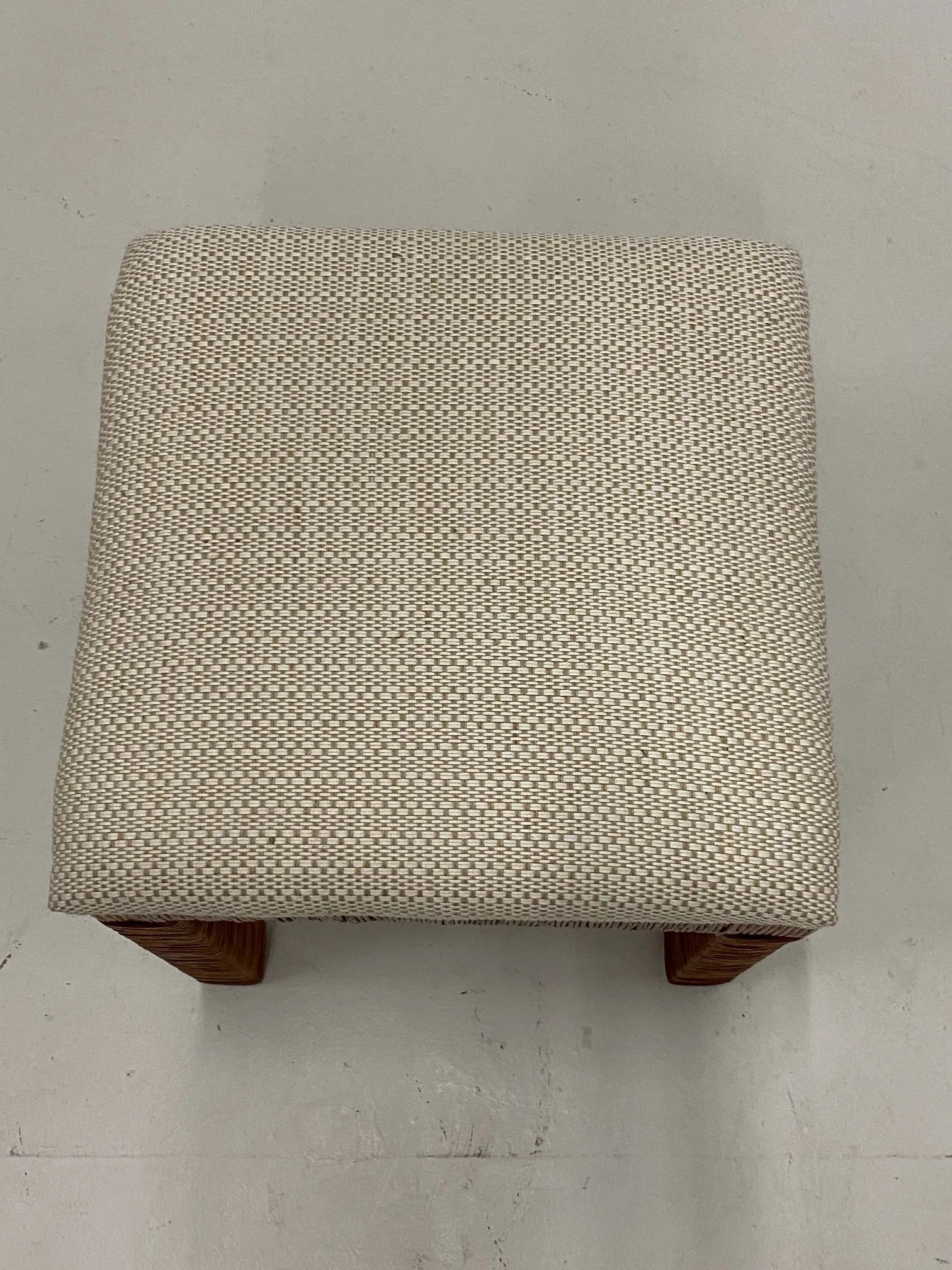 Newly Upholstered Woven Wicker Benches- a Pair - 6