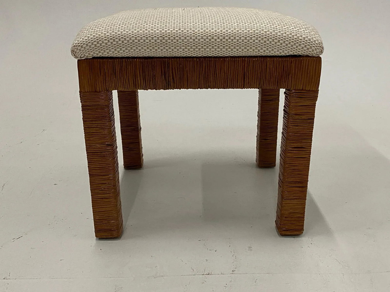 Newly Upholstered Woven Wicker Benches- a Pair - 7