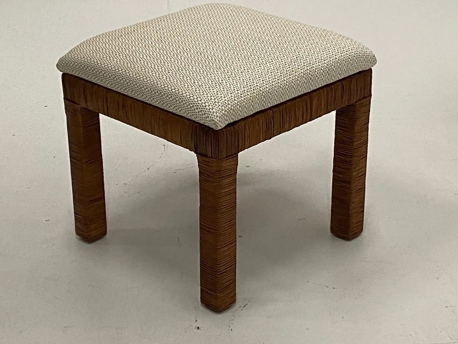 Newly Upholstered Woven Wicker Benches- a Pair - 8