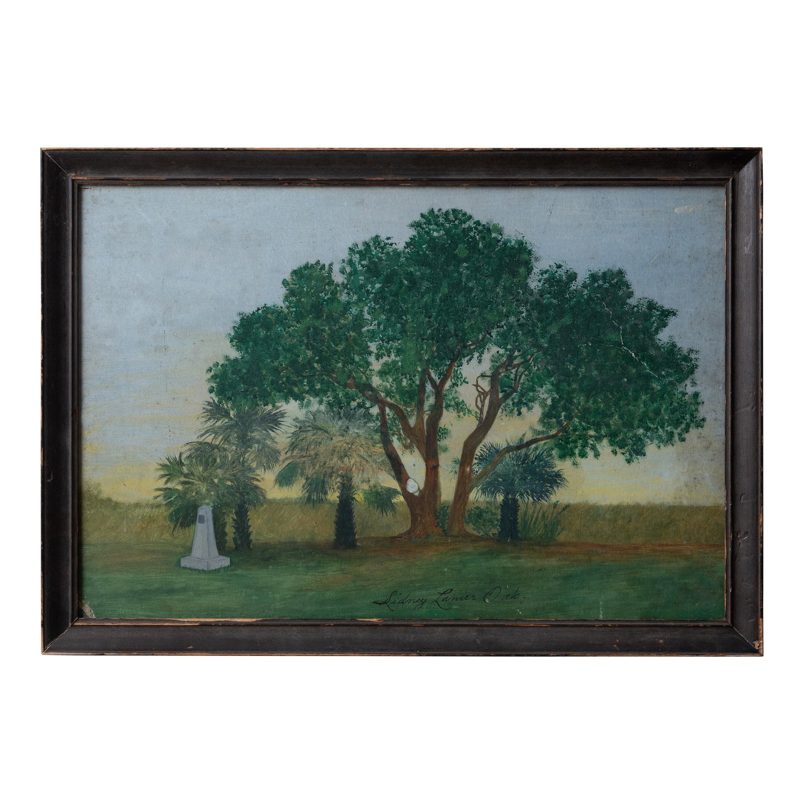 Sidney Lanier Oak, Brunswick, Georgia Painting, 1930s: An unsigned tempera on board painting depicting the Sidney Lanier Oak, Brunswick, Georgia, 1930s. 19 3/4 inches wide by 14 inches tall; 3/4 inch deep Condition: Alterations: Original Condition