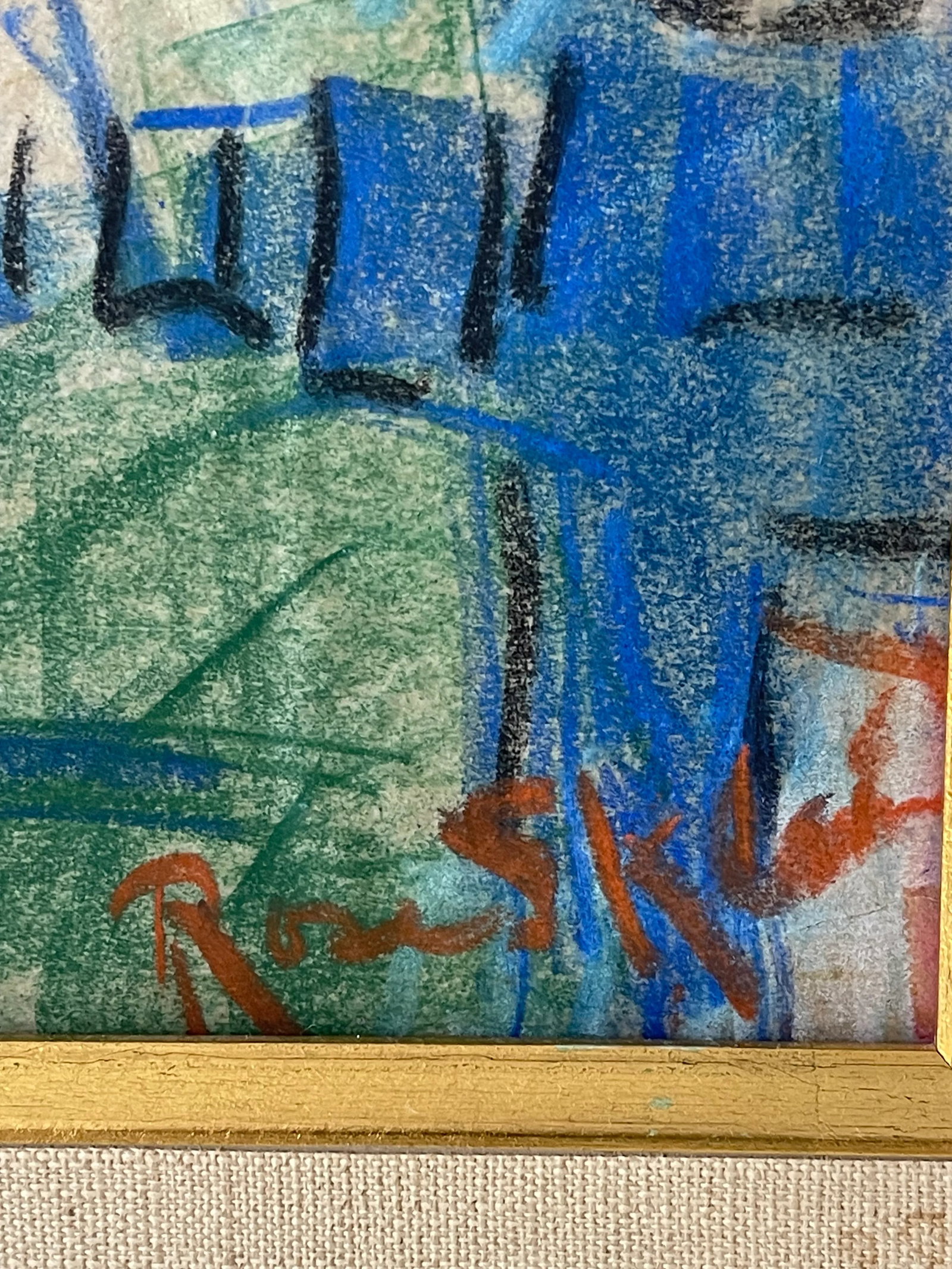 1950s Original American Abstract Gouache Painting Signed Framed - 7