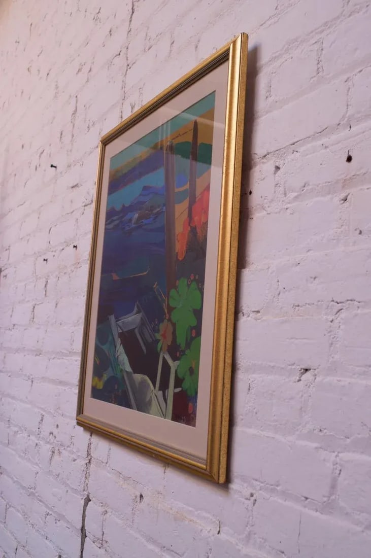 Coastal Island Landscape Oil and Watercolor on Canvas - 3