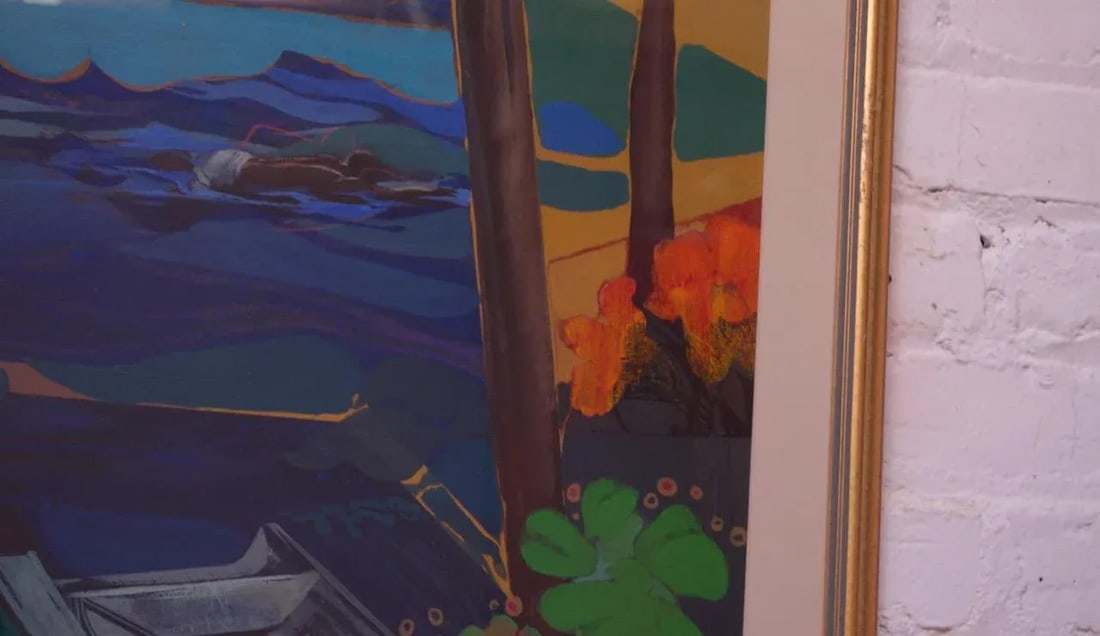Coastal Island Landscape Oil and Watercolor on Canvas - 4
