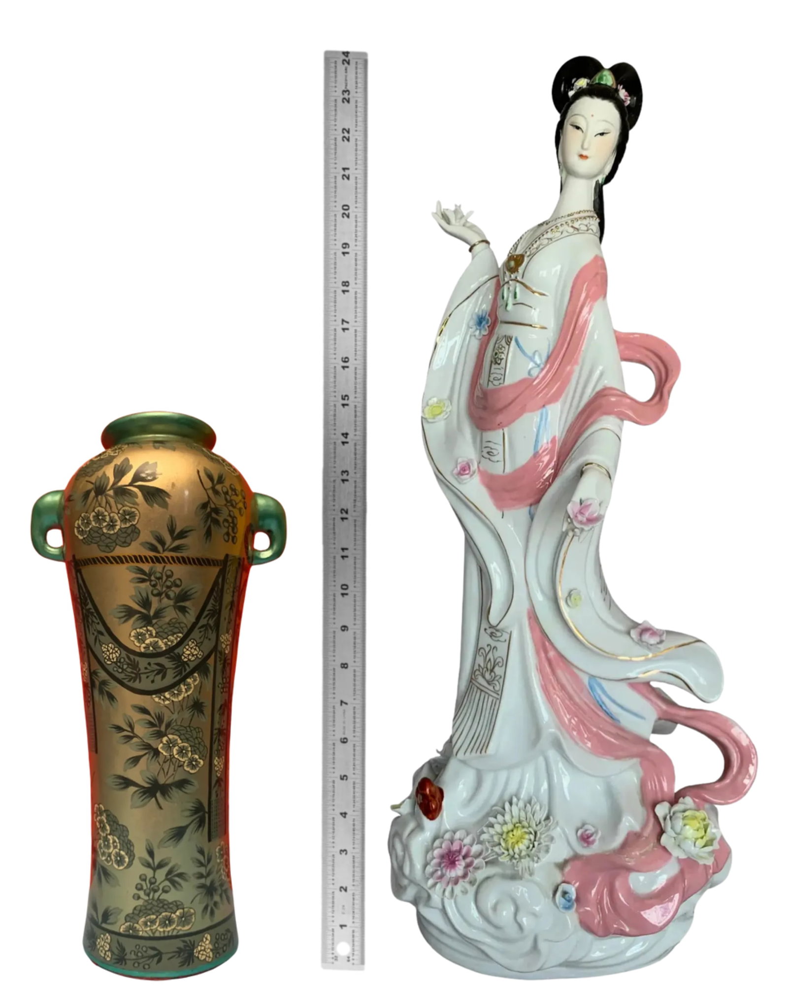 ASian Porcelain Vase and Deity Sculpture - A Set - 18