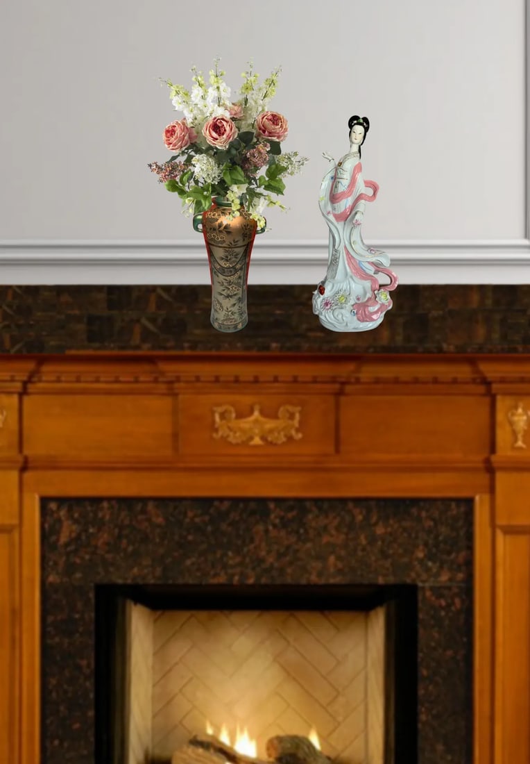 ASian Porcelain Vase and Deity Sculpture - A Set - 7